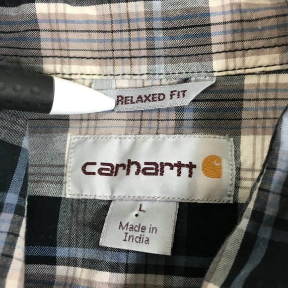 Carhartt L Blue Gray White Plaid Shirt - Picture 4 of 4